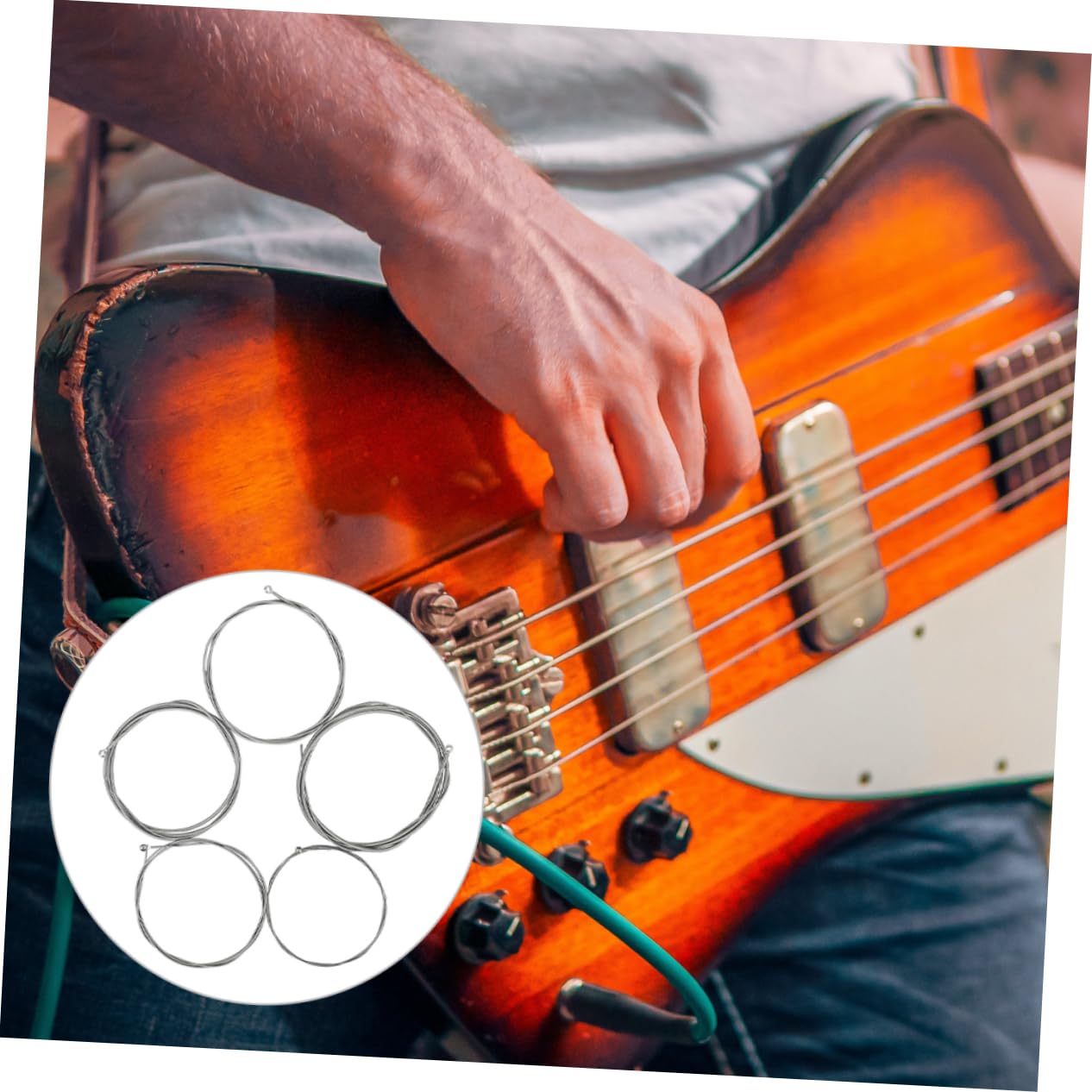 ifundom 5pezzi Corde in Lega per Basso Elettrico per Basso Rivestite Esagonali in Acciaio al Nichel per Strumenti Musicali
