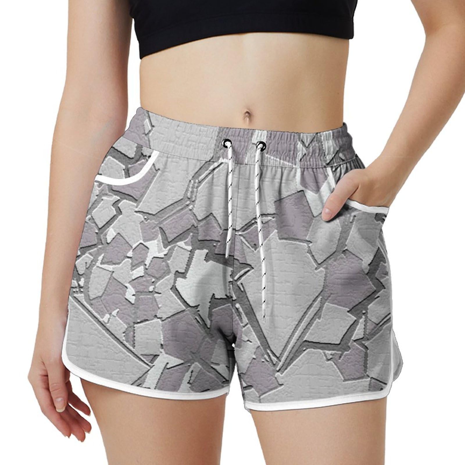 AYUNIX Women's Running Shorts with Pockets Quick Dry Performance Shorts for Women Grey Athletic Workout Gym Shorts