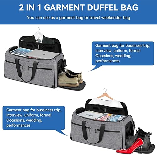 Miniatura 6 de Bukere - Bolsa de viaje convertible para viajes, bolsa de viaje convertible con compartimento para zapatos, correa de hombro desmontable, bolsa