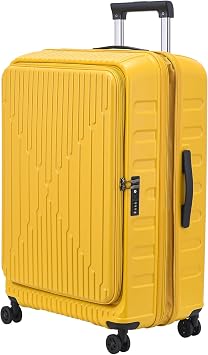 Kaleenie 29 Inch Luggage with Expansion & Side Opening Design, 50 * 3135*76cm, 117L133L Ligthweight ABS+PC Hardshell Checked Suitcase, Yellow