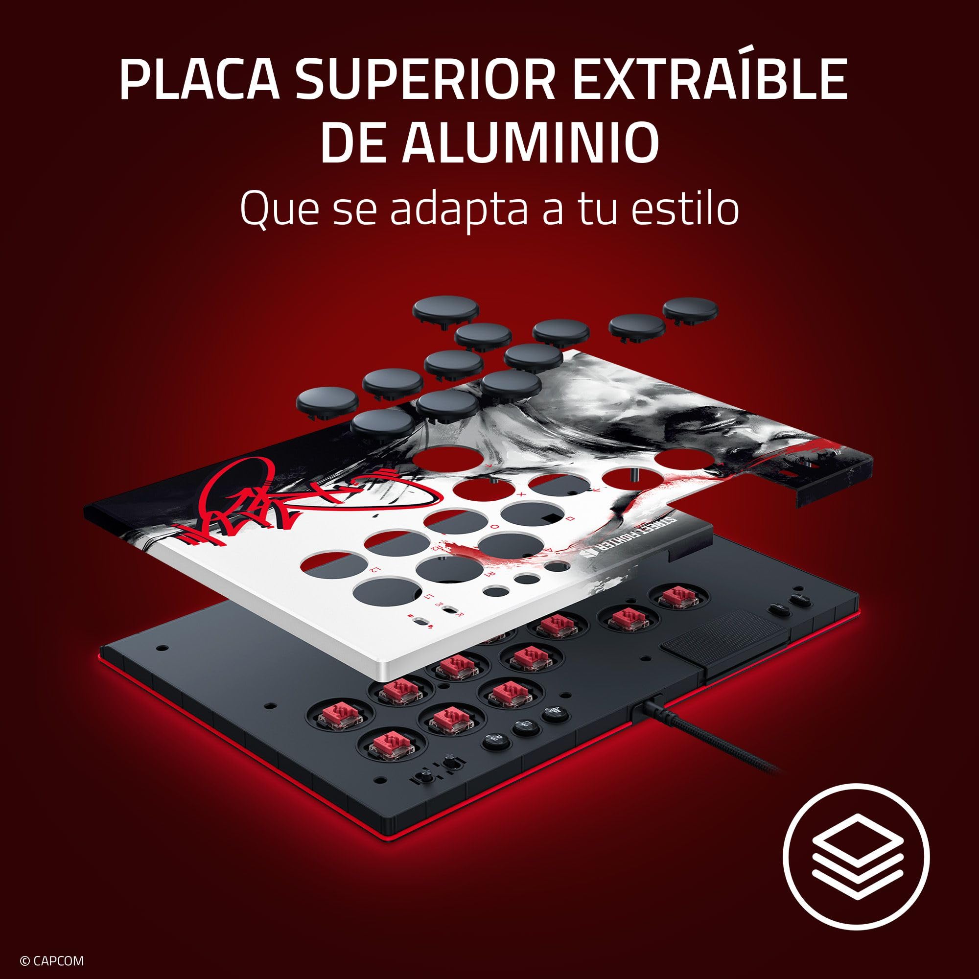 Razer Kitsune Ryu Edition - Mando óptico de estilo arcade para PS5 y PC - Disposición con 4 botones direccionales de precisión - Interruptores ópticos lineales planos | Ryu Ed.