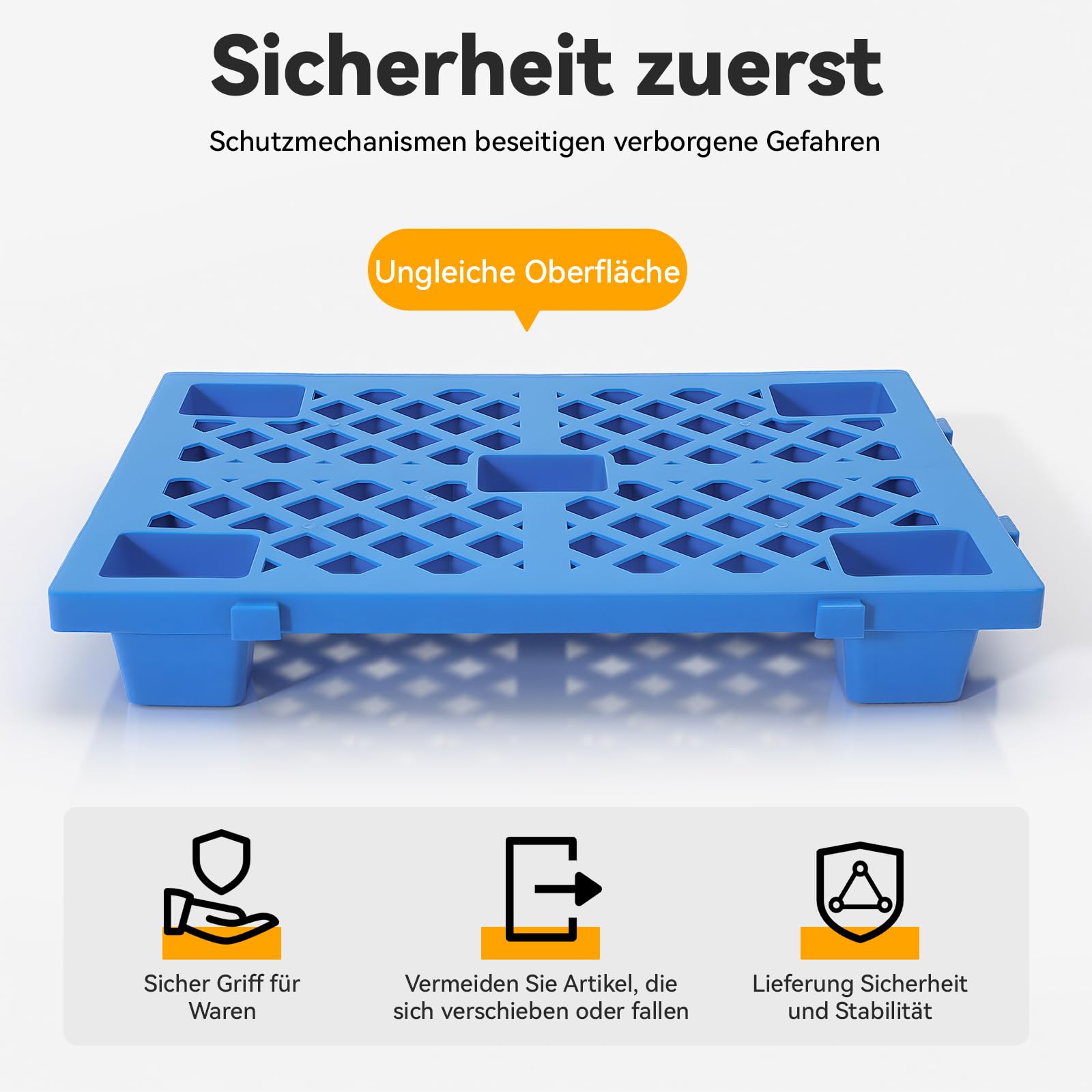 Juego de 6 paletas de plástico, 60 x 40 x 10 cm, paleta ligera con conexión | Capacidad de carga de 100 kg por palé, apilable y bloqueable, superficie antideslizante, pies para mayor estabilidad