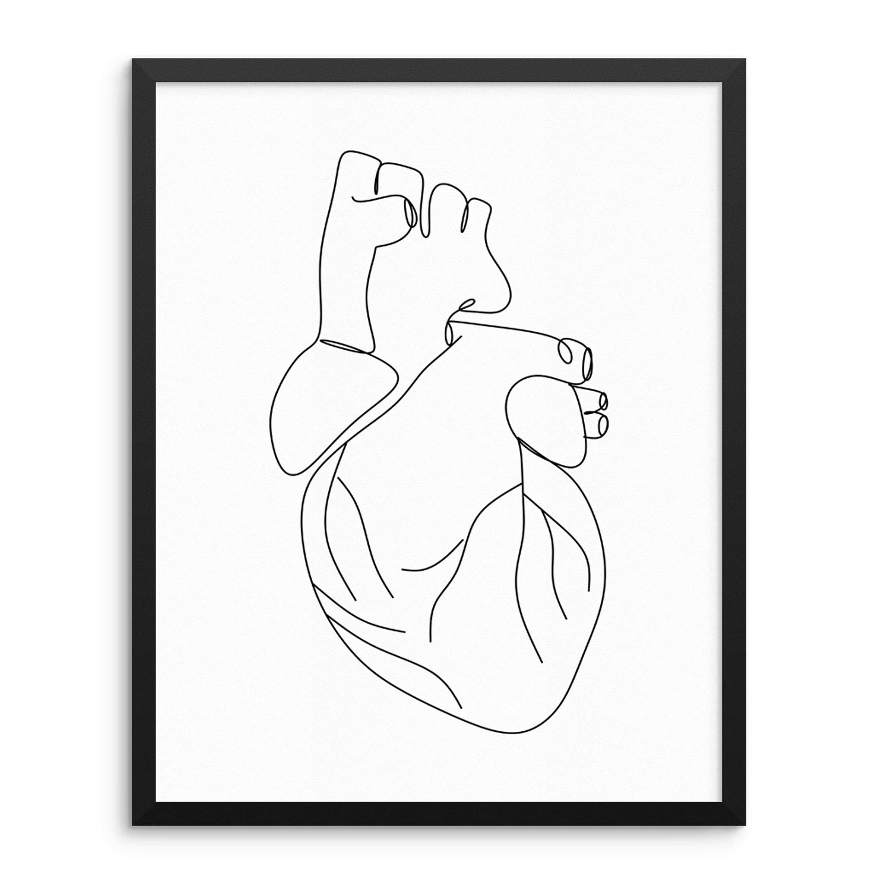 Sincerely, Not One Line Art Print Anatomical Heart Poster 11x14 UNFRAMED Minimalist Contemporary Artwork for Bedroom or Living Room Home Decor - Gifts for Doctors