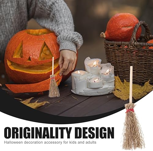 Miniatura 3 de Exceart 12 piezas de mini escoba de 3.5 in, cuerda roja, escoba de mago en miniatura, accesorio decorativo para colgar decoraciones