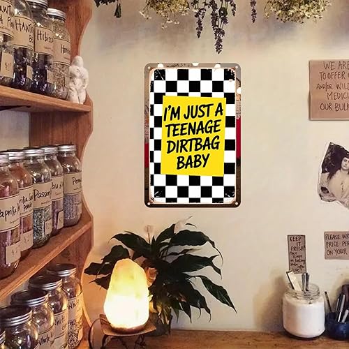 Miniatura 5 de Letrero de hojalata con la leyenda "I'm Just a Teenage Dirtbag", diseño retro de los años 90, decoración estética de la habitación para el hogar,
