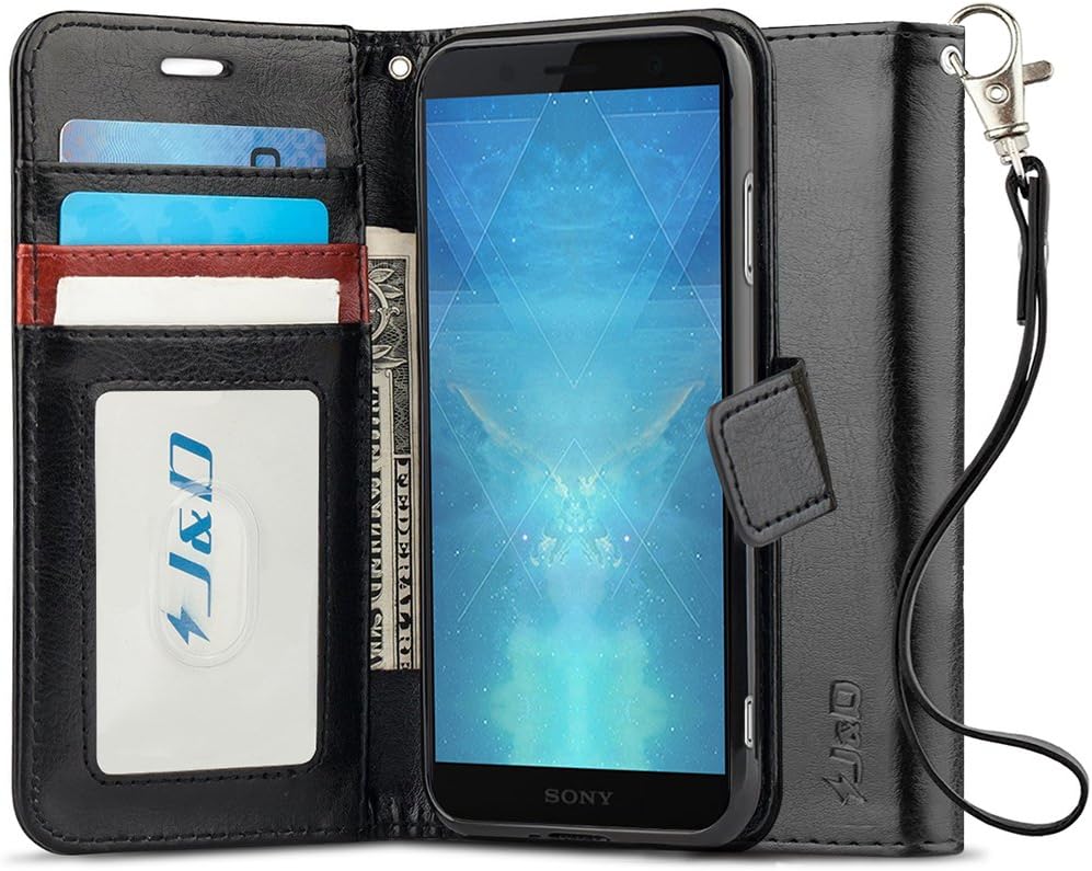 J&D Case Compatible for Xperia XZ2 Premium Case, Wallet Stand Slim Fit Heavy Duty Protective Shockproof Flip Wallet Case for Sony Xperia XZ2 Premium Wallet, Not for Sony XZ2/XZ2 Compact