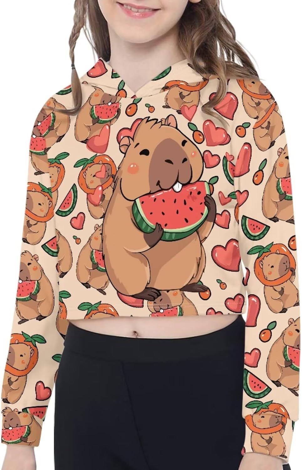 長袖クロップトップ ガールズ キッズ ファッション パーカー&amp;スウェットシャツ かわいい服