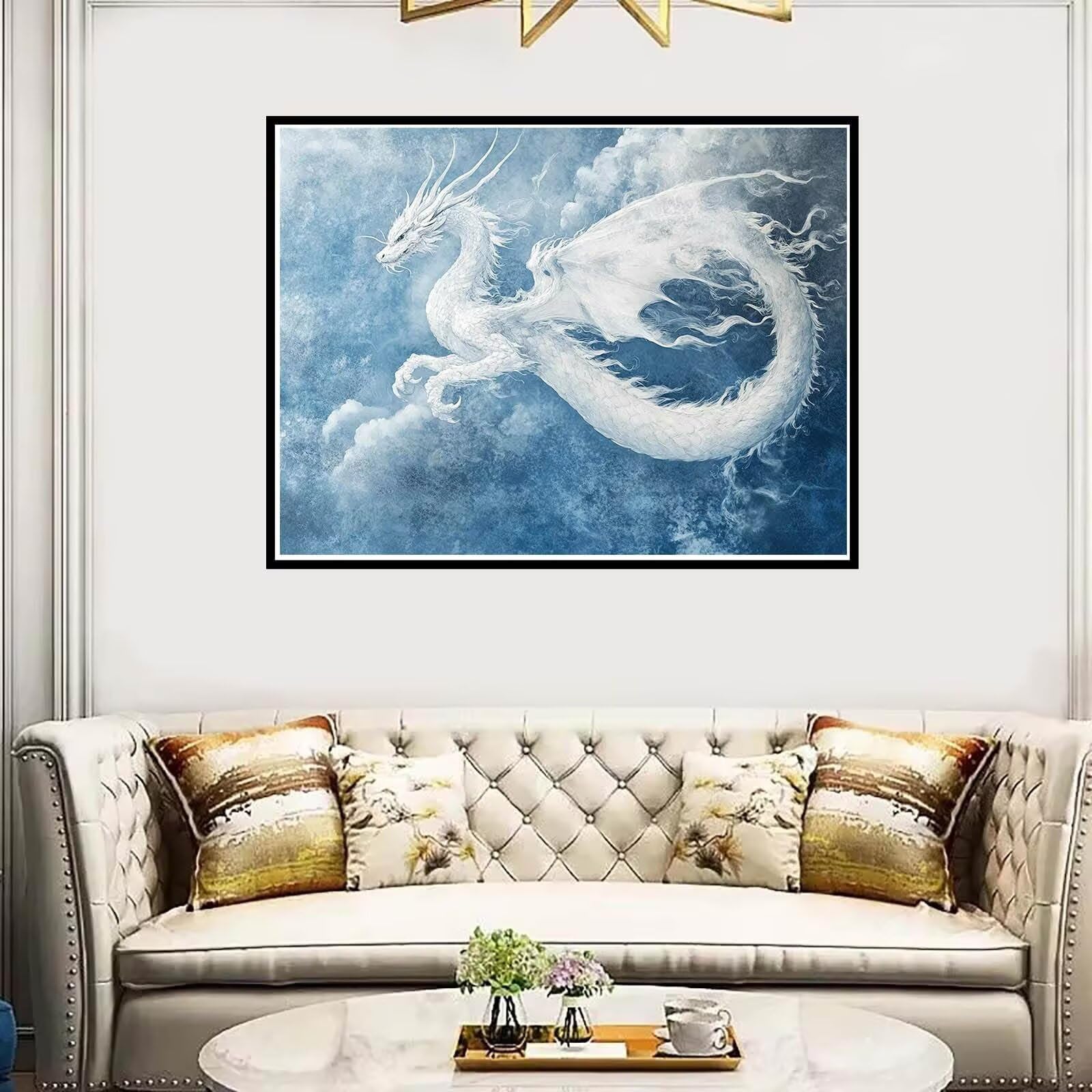 Peinture Numero Adulte Animal Peinture Numero D'art Dragon Paint by Numbers for Adults Enfant Bricolage Peinture Numéro Débutant Artisanat Kit,Decoration Chambre,Cadeau Femme (Sans Cadre 60x80cm) -853