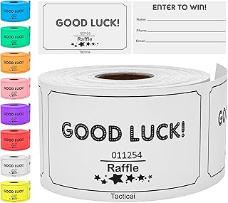 Tacticai 250 Raffle Tickets, White (1 of 8 Colors), Raffle Cards, Entry Form with Name, Phone & Email for Events, Fundraiser & Prizes