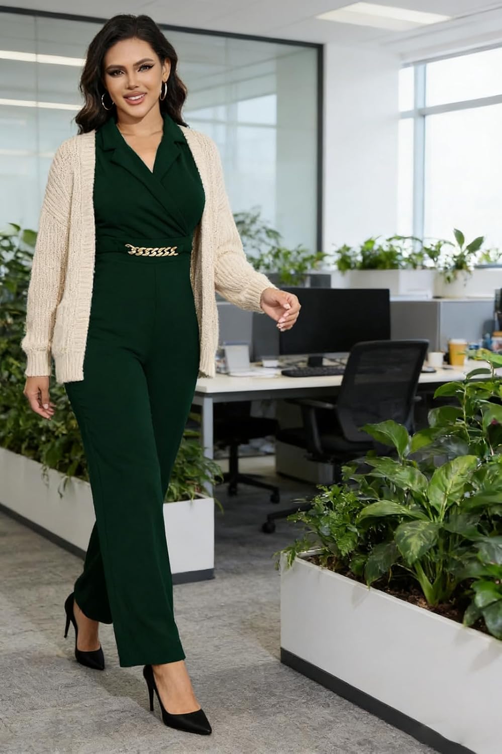 DeftSharp Women's Sexy Cocktail Party Clubwear Casual Working Rompers Long Dressy Jumpsuit - Image 3