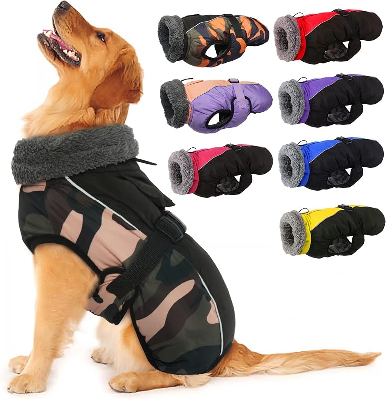 IECOii Abrigo para Perros Extra Cálido - campera Reflectante Ajustable con Hebilla Cuello Alto de Forro Polar para Climas Fríos - Abrigo de Invierno Suave para Perros Pequeños, Medianos y Extra Grandes