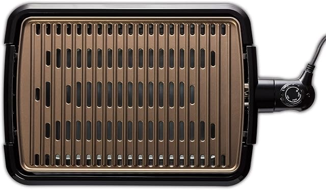 George Foreman 25850 Smokeless Electric Grill, Indoor BBQ and Griddle Hot Plate with Built In Drip Tray, Black