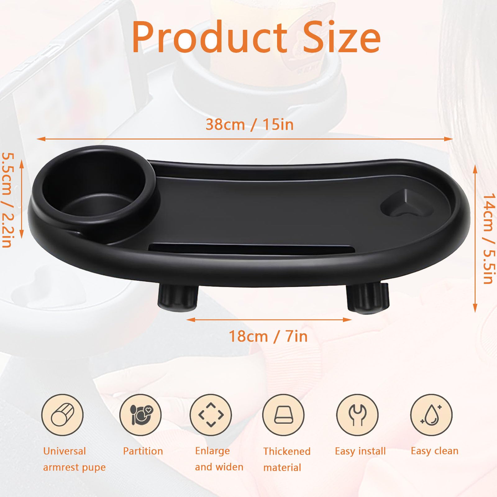 Bandeja Universal para Cochecito de Bebé, 3 en 1 Bandeja para Aperitivos para Cochecitos, Giratorio de 360 Grados Bandeja Universal para Cochecito, para Bebidas para Vasos, Biberones (Negro)