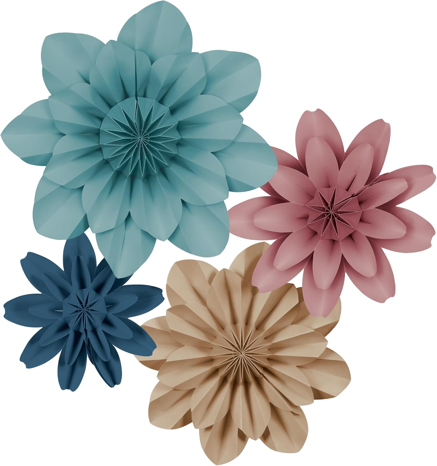 Teacher Created Resources Calming Colors Paper Flowers - Premade 3D Decor for Classrooms, Party Backdrops, Baby Showers & Birthdays (TCR8349)