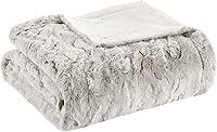 Madison Park Zuri Snow Leopard Faux Fur Throw 60x70 - Oversized Soft Plush Reversible Faux Mink Blanket for Bed Sofa All Seasons