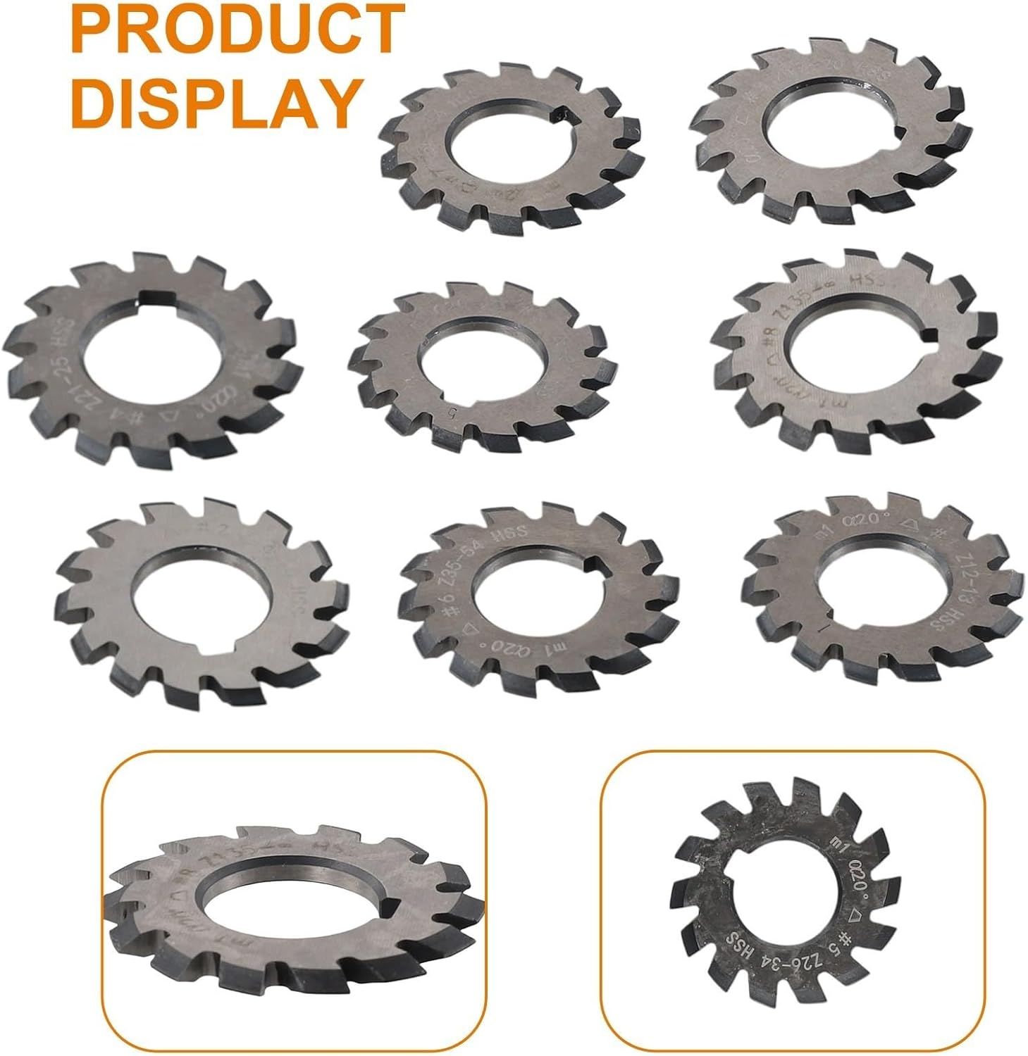 8Pack Involute Gear Cutters,Module M1 Inner Bore 20° 22mm HSS Involute Gear Cutters Set for Milling Machine High Speed Steel Disk-Shaped
