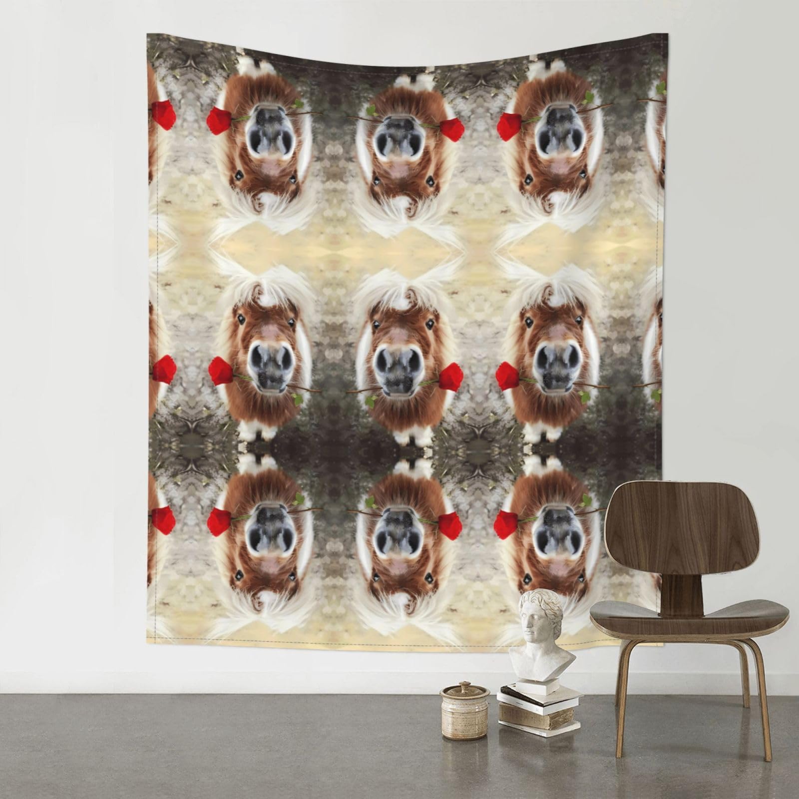 YYHWHJDE Horse and rose Prints 60x51in Wall Tapestry – Boho Decor Throw Blanket for Bedroom, Dorm, Beach Cover, Picnic & More