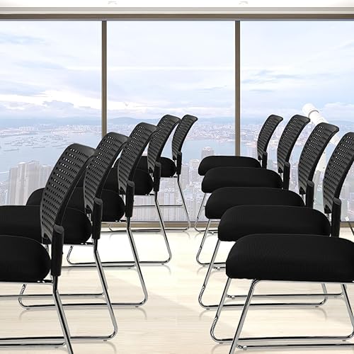 Miniatura 8 de CLATINA Juego de 4 sillas apilables, sillas apilables sin brazos con base de asiento acolchada, silla de escritorio de plástico sin ruedas para sala