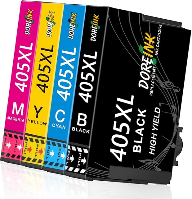 DOREINK 405XL Ink Cartridge Replacement for Epson 405 405XL Ink Cartridges Multipack for Epson Workforce Pro WF-4820DWF WF-4820 WF4820 WF-3820 WF-7830 WF-4830 WF-7840 WF-7835 WF-4825 WF-7310 Printers