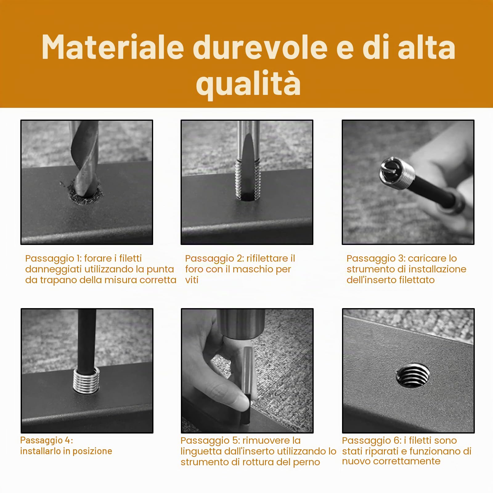 131 Pezzi Kit di Riparazione Filettatura Strumento Kit di Riparazione Filettatura per Motore Auto Filetti Riparazione Filettatura Manicotto Set Metrico M5 M6 M8 M10 M12