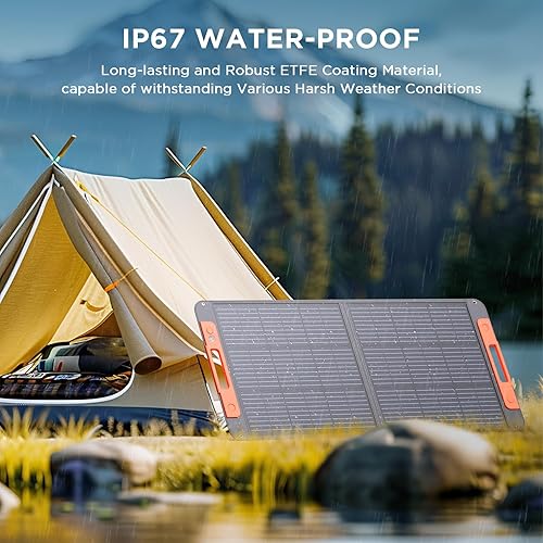 Miniatura 5 de Panel solar portátil de 100 vatios con guía de ángulo solar, artículos esenciales para campistas, cargador solar plegable de 20 V para estación de