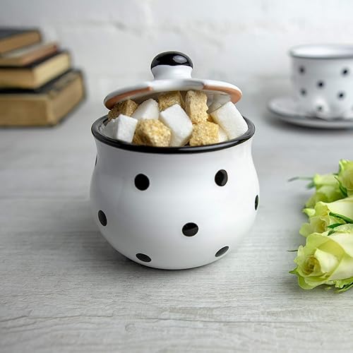 Miniatura 5 de City to Cottage Azucarero de cerámica con tapa, condimento de azúcar de 10 onzas para barra de café, tazón dispensador de azúcar, olla de