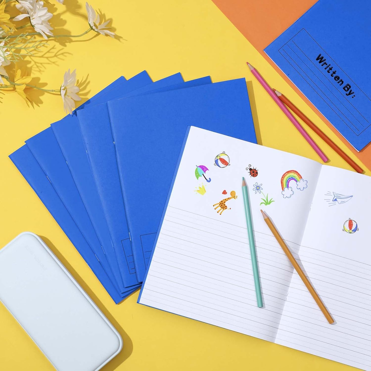 Henoyso 12 Pcs Primary Composition Notebooks for Teachers & Classrooms (Grades K–2) Colorful Writing Journals for Classroom, Homework & Homeschool Use, 120 Pages Each (Blue) - Image 5