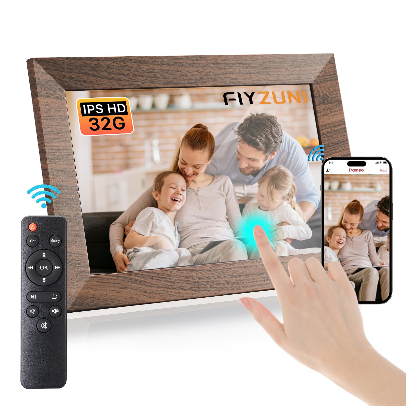 10.1 Inch Digital Picture Frame with 32GB Storage, WiFi Digital Photo Frame, 1280x800 IPS Touch Screen, Auto-Rotate,Wall Mountable, Share Photo/Video via Free App frameo from Anywhere
