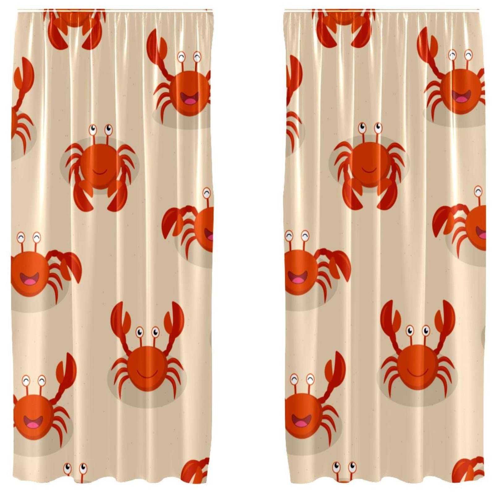 Rideaux crabes rouges filtrant la lumière | Voilage léger de salon
