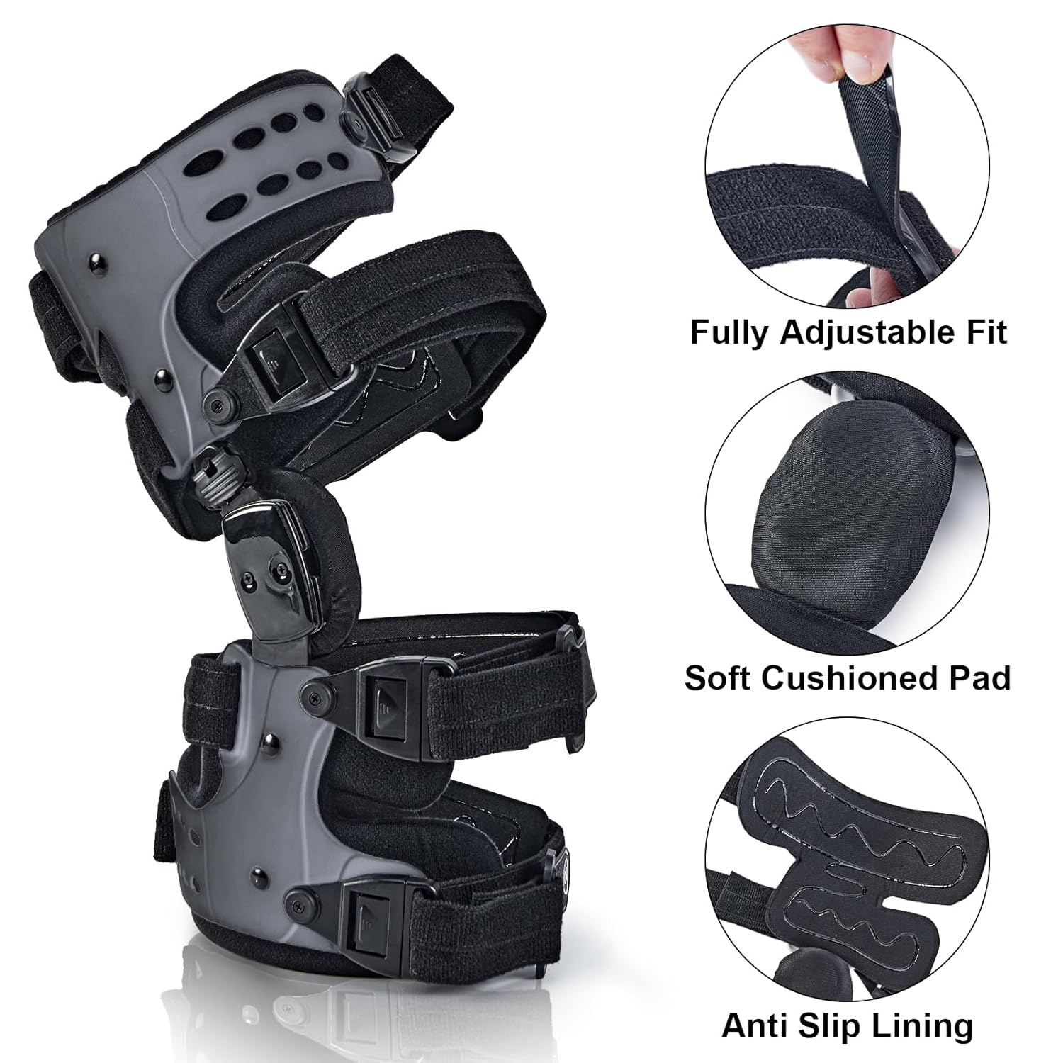OA Unloader Knee Brace- Unloader Knee Brace for Osteoarthritis, Arthritis Pain, Cartilage Repair, Bone on Bone Knee Joint Pain, Lateral Degeneration Knee Support Right Gray