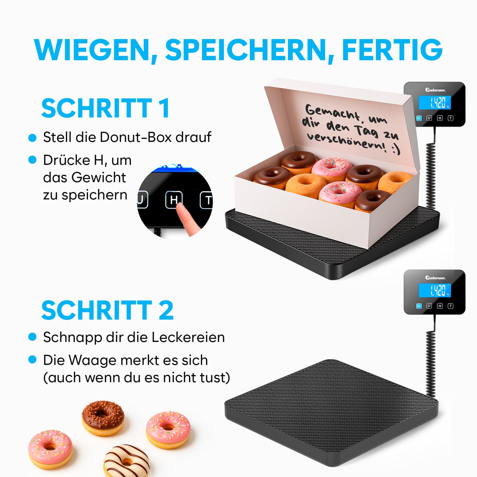 Paketwaage - 200 kg/10 g - Hochpräzise Plattformwaage mit Halte-/Tara-Funktion/LCD - Postwaage perfekt für Pakete, Gepäck, Heimgebrauch - Batterie & Kabel enthalten - Gepäckwaage - Schwarz Matt