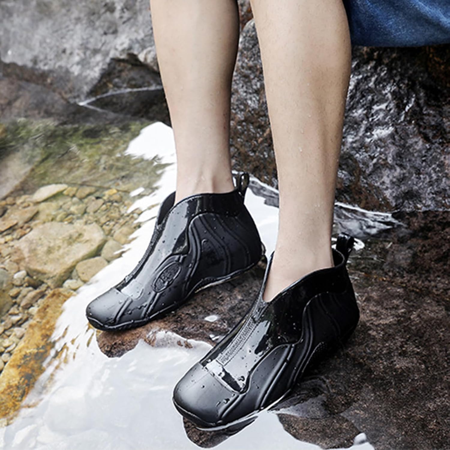Men Rain Boots Waterproof Ankle Boots Outdoor Garden Shoes