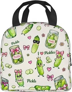 Pickles Lunch Bag Reusable Zipper Closure Insulated Pickle Lunch Box | Leakproof Cooler Tote Bag Food Container Snack Bag
