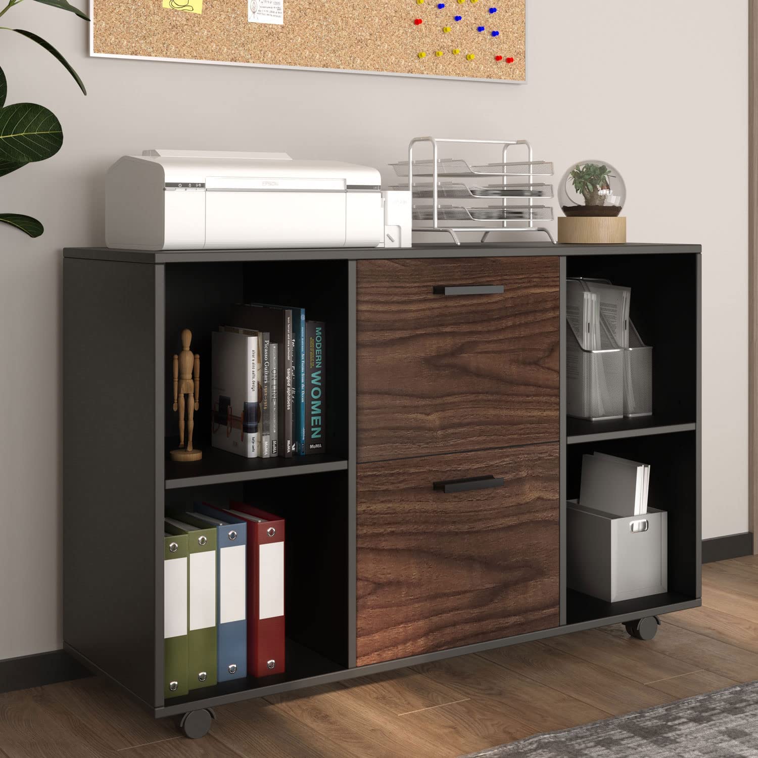 Buy Office File with 2 Wood Drawers Mobile Filing for