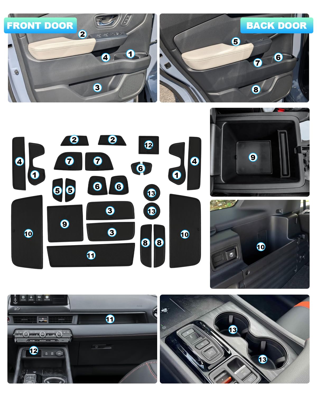 Amazon.com: CDEFG 25PCS for 2026 Honda Passport Door Slot Mats Cup