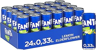 Fanta Lemon & Elderflower - Mischung aus Zitrone und sommerlicher Holunderblüte - mit intensivem Fruchtgeschmack - prickelndes Erfrischungsgetränk in Einweg Dosen (24 x 330 ml)