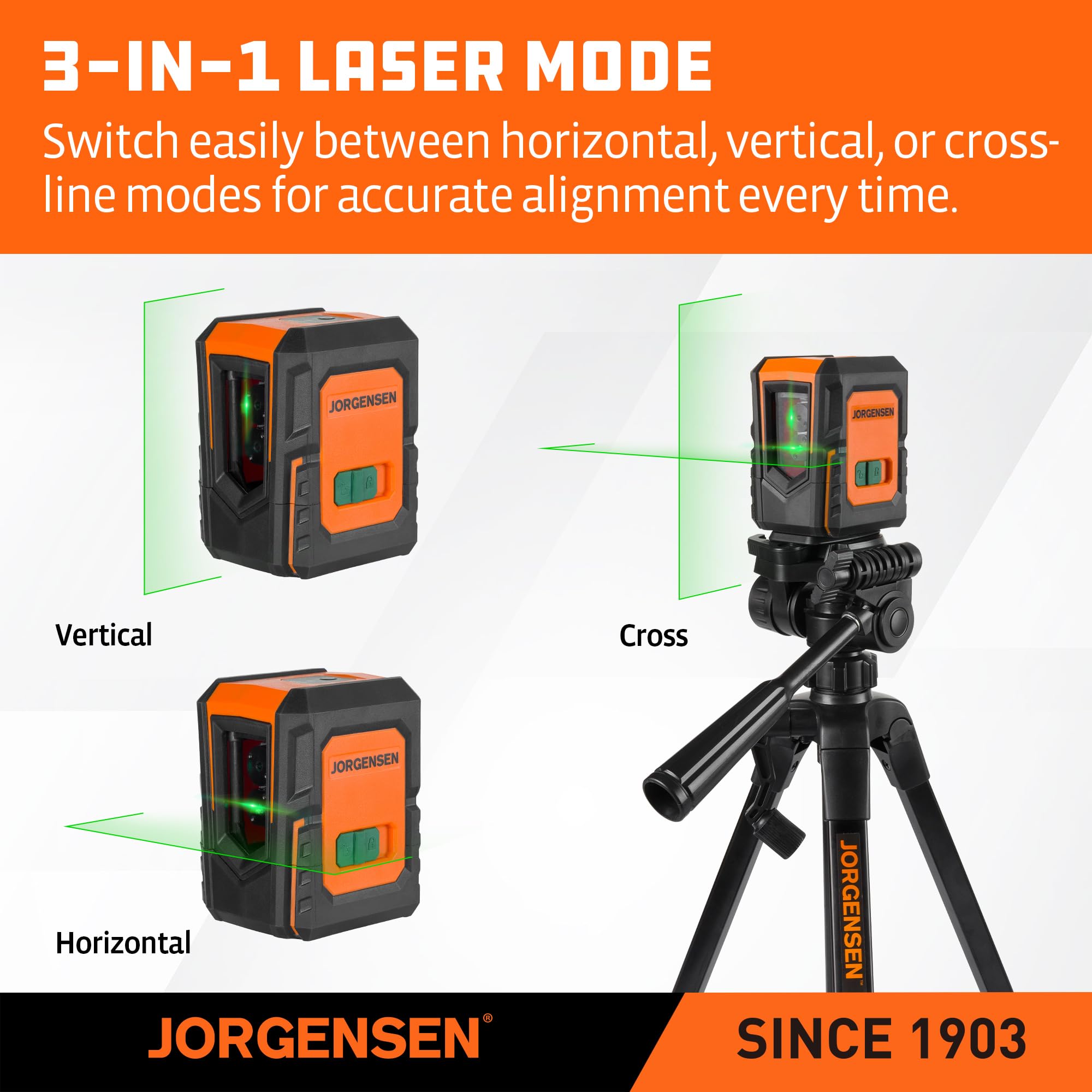 Jorgensen Laser Level - 100FT, Tripod Included -3 Jorgensen Laser Level - 100FT, Tripod Included -3