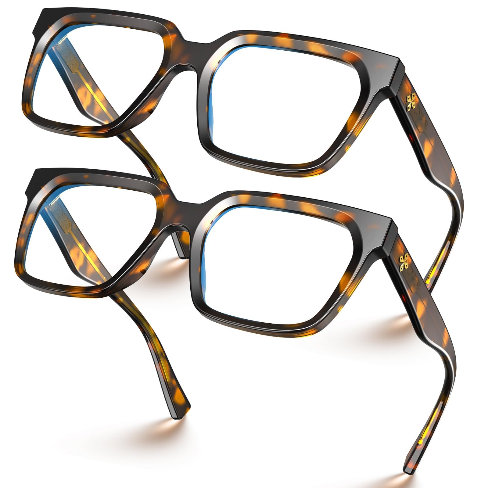 VISOONE 2 Pack Rectangle TR90 Blue Light Blocking Glasses Computer Eyewear