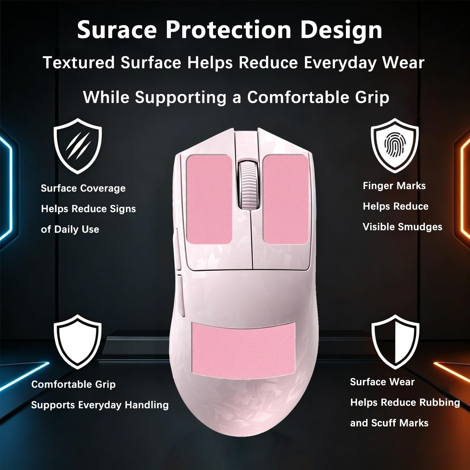 DIY Mouse Grip Tape for YUNZII M2 Gaming Mouse - Pink