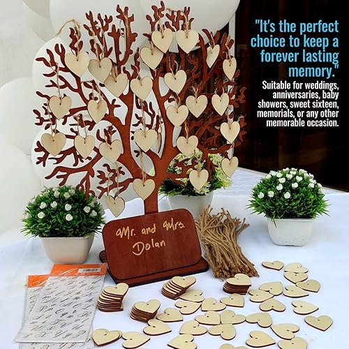 Miniatura 2 de Árbol de libro de invitados alternativo de boda, decoración de recepción, árbol de madera de deseos, recepción de boda rústica, mensaje de firma de