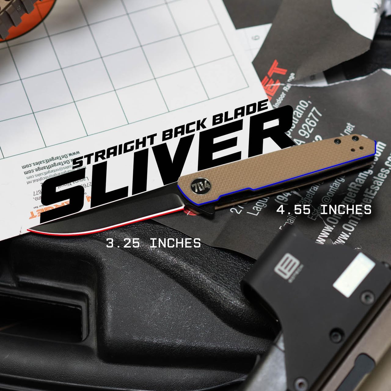 704 Gear Sliver EDC Pocket Knife | Ultra-Slim D2 Gentleman's Straight Back Blade | Olive Drb Green