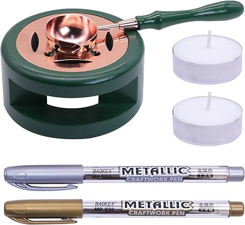 SWANGSA Kit de calentador de sellado de cera herramienta de horno de cera de sellado con 2 bolígrafos de sellado de cera  cuchara de sello de cera y