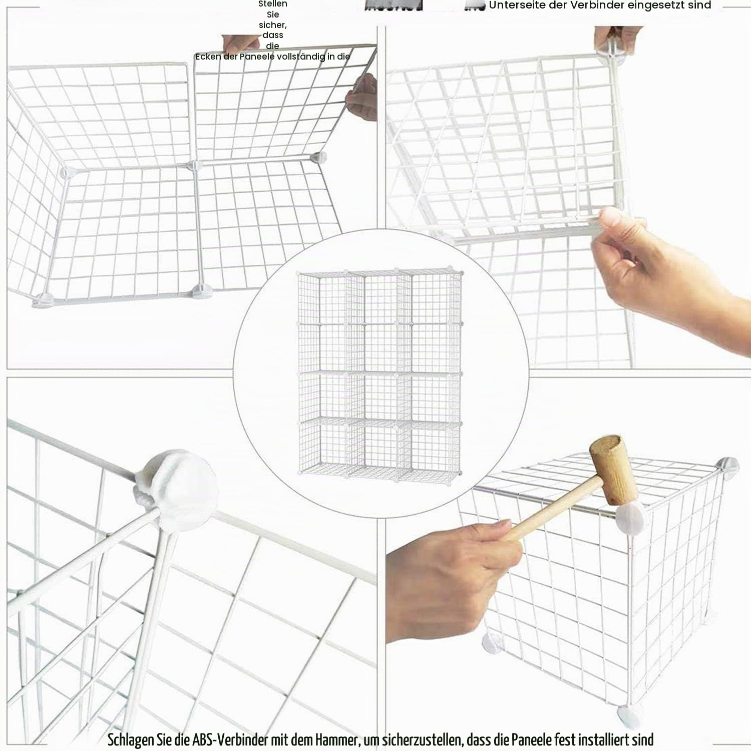 C&AHOME Drahtwürfel-Aufbewahrung, 12-Würfel-Aufbewahrungs-Organizer aus Metall, C-Gitter-Aufbewahrungsbehälter-Regalsystem, Bücherregal, Schrankschrank, 93,5 cm L x 31,8 cm B x 122,9 cm H, weiß