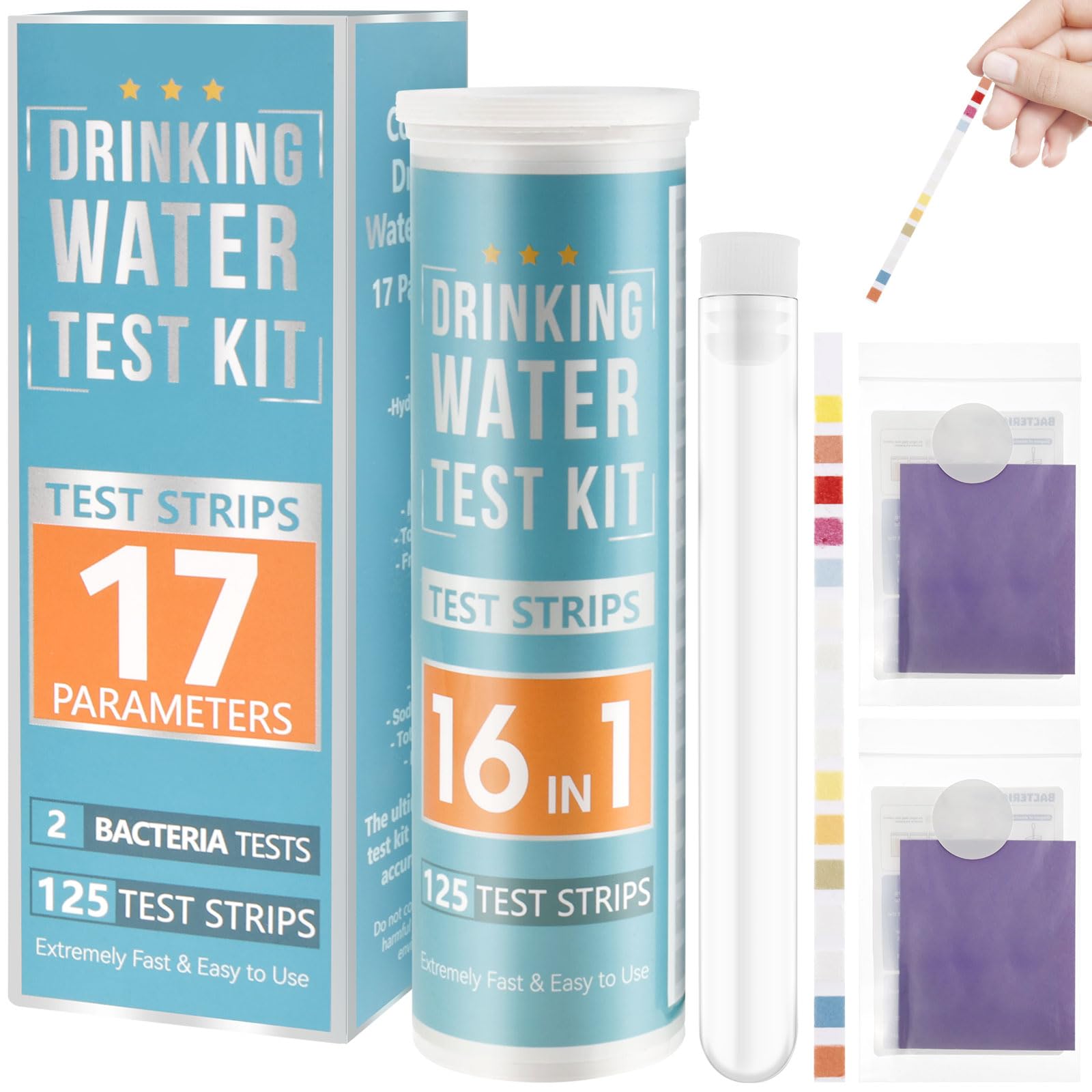 US 17 in 1 Water Testing Kits for Drinking Water Easy Drinking Water Test Kit Home Tap and Well Water Test Kit 125 Strips Water Test Strips for Hardness pH Lead Iron Fluoride Chlorine and More