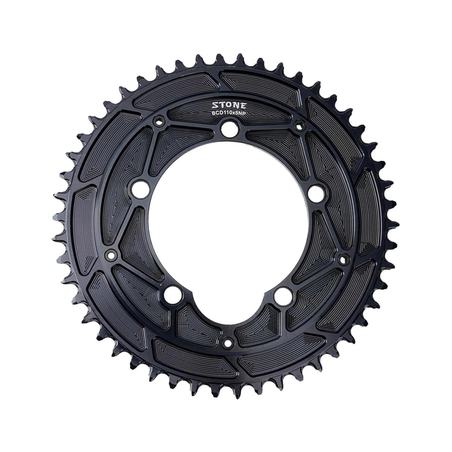 DJC Stone 110bcd Round Chainring 4MM Offset Aero for Force Red Rival S350 S900 42t to 60t Road Bike for Sram Cx Gravel Quarq 5 Arms 12s 12 Speed, 48T