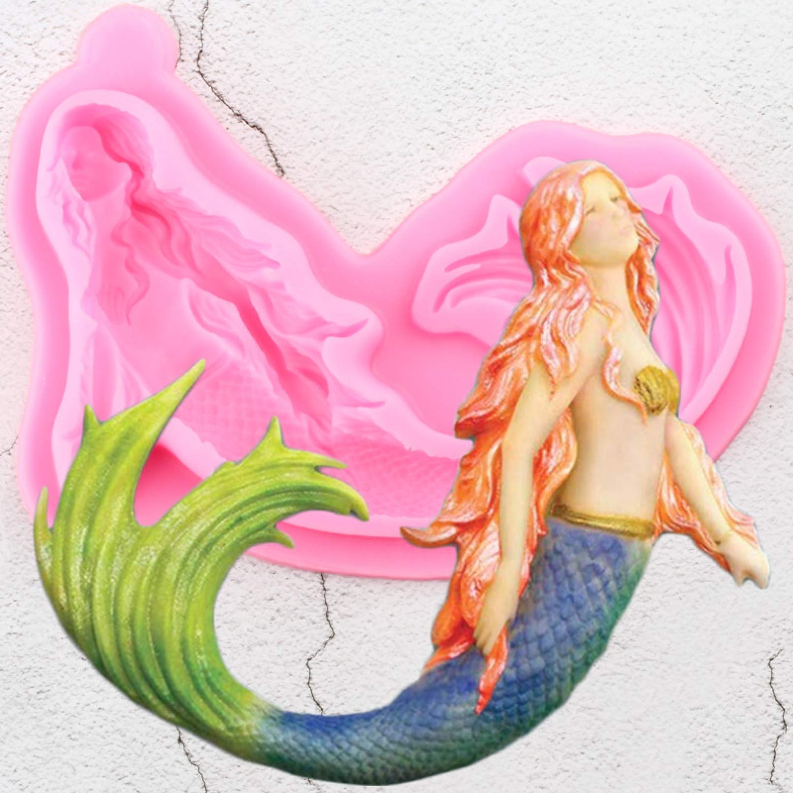 JLZK Stampi in Silicone per Sirena Nuoto Sirena Stampo Fondente Strumenti per Decorare Torte Stampi per Argilla Caramelle Gumpaste al Cioccolato