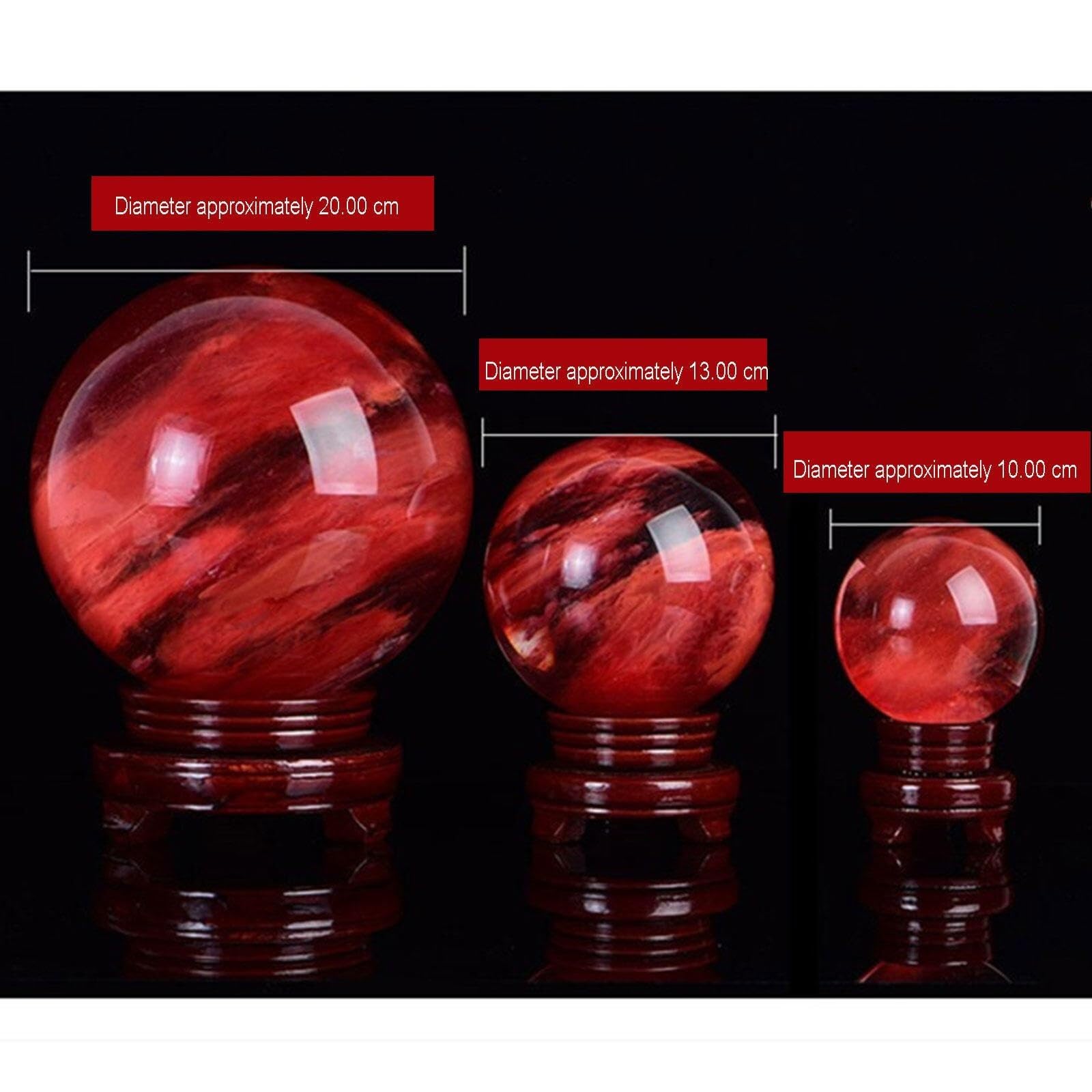 Sfera di cristallo naturale in ghisa, sfera di cristallo rosso, sfera di cristallo per meditazione, divinazione, per sfera decorativa, divinazione o Feng Shui, sfera di indovinazione (5-6 cm)