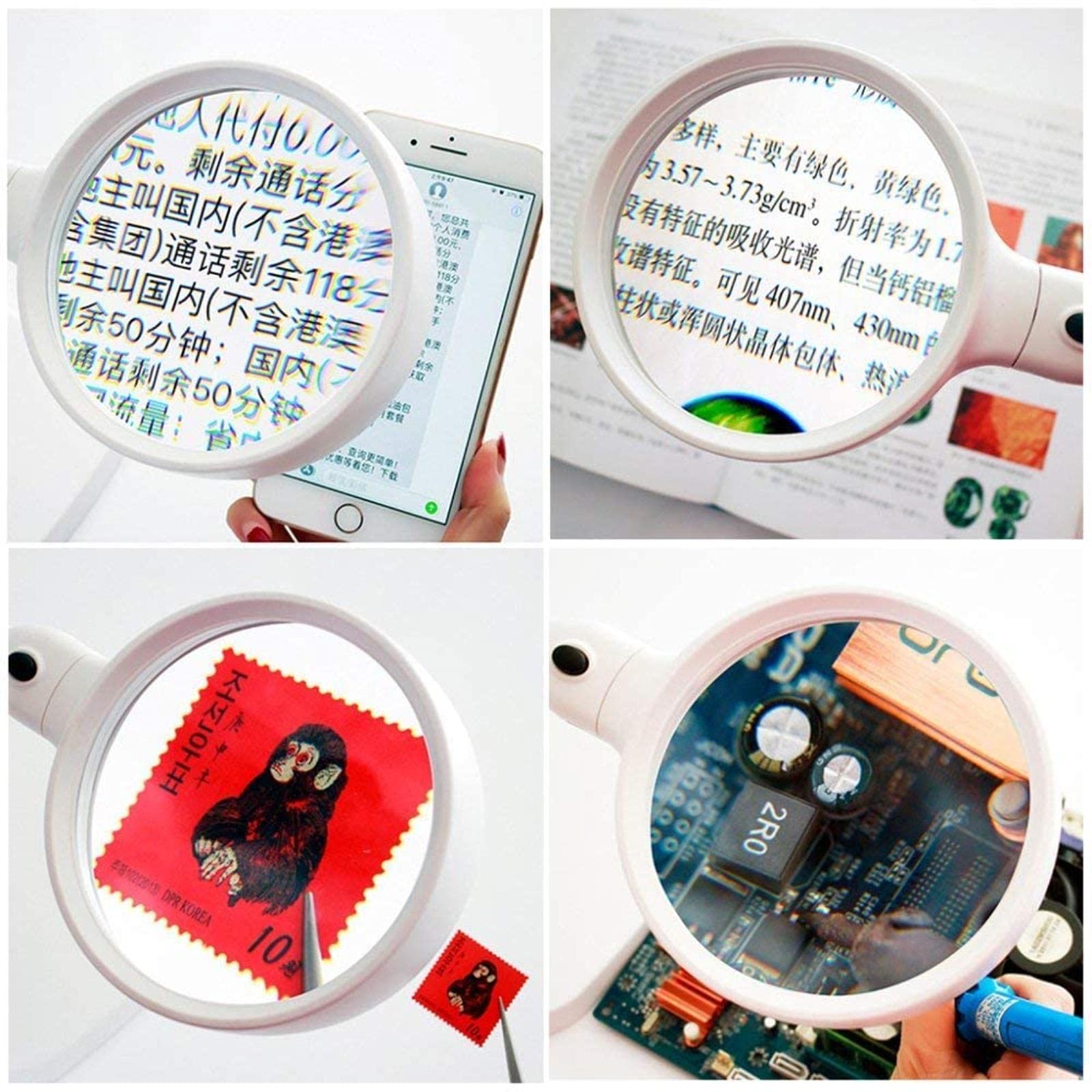 Lupa de Escritorio 10x con luz LED, Lupa para Personas Mayores Que leen, teléfonos móviles, reparación electrónica, inspección, Sellos de identificación.