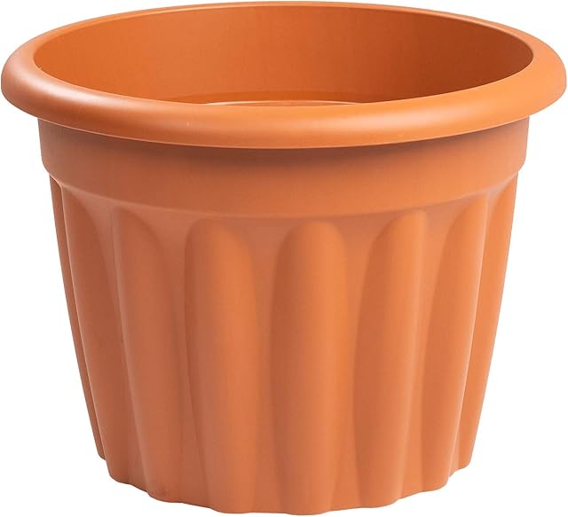Large Round Plant Pot Outdoor Garden Vegetable Fruit Flower Herb Tree Plastic Planter (20 Litre, Terracotta)