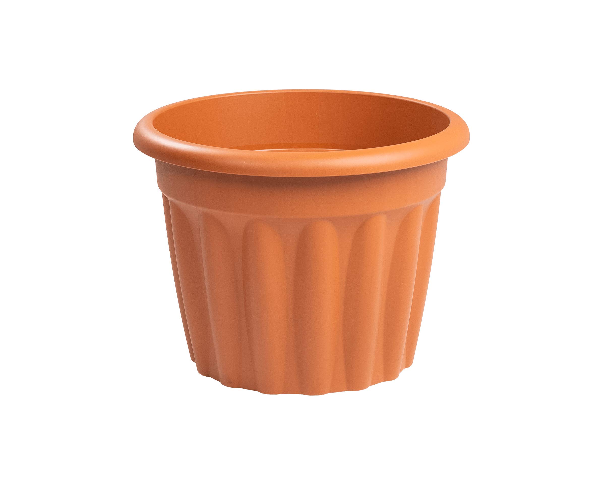 M1ss 40Cm Round Plastic Flower Pot Garden Planter Plant Container Indoor Outdoor Decoration Traditional For Home Office Garden- Terracotta (40Cm)